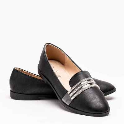 Black women's moccasins with cubic zirconia Kremssa - Footwear
