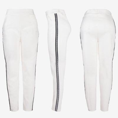 White women's sweatpants with stripes - Pants 1