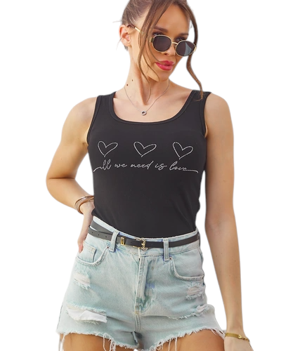 Royalfashion Women's cotton camisole top with hearts