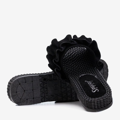 Black women's flip-flops with Rafel's frill - Footwear 1