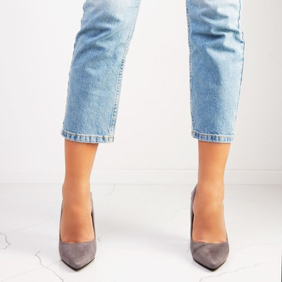 Gray heels with Devya decoration - Footwear