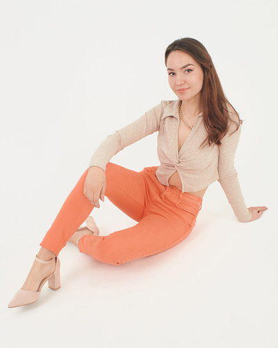 Red-orange women's mid-rise tube pants - Clothing