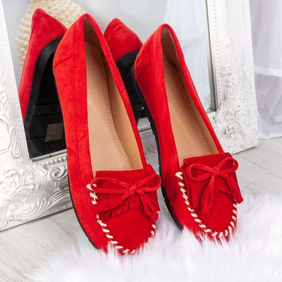 Red loafers on a flat Sinsej sole - Footwear