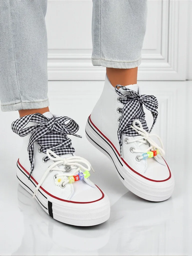 Women's Callista Bianca Sneakers – white fashionable flats with decorative beads