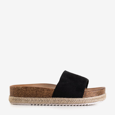 Black women's slippers on the Kosala platform - Footwear