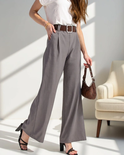 Royalfashion Wide women's pants with belt