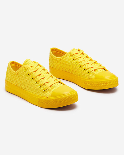 Желтые женские кроссовки с тиснением Aklina - Обувь