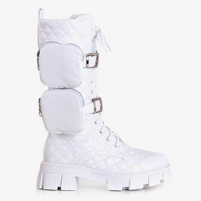 White low boots with quilted upper Tepani - Footwear