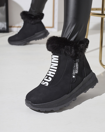 OUTLET Black women's insulated boots with fur Scherr- Footwear