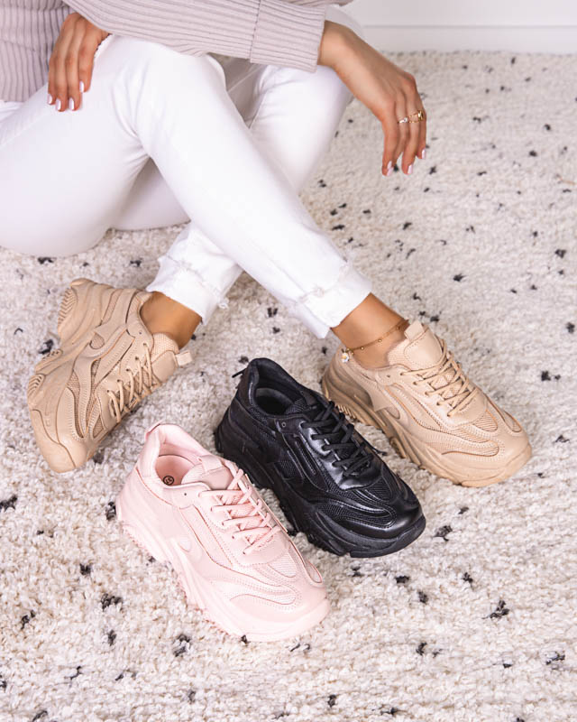 Black women's sports shoes on a massive Okis sole - Footwear