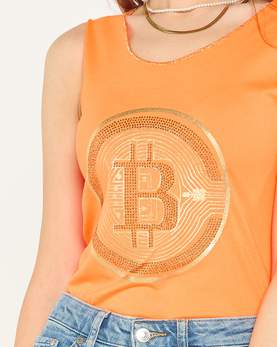 Ladies' top with golden brown print - Clothing