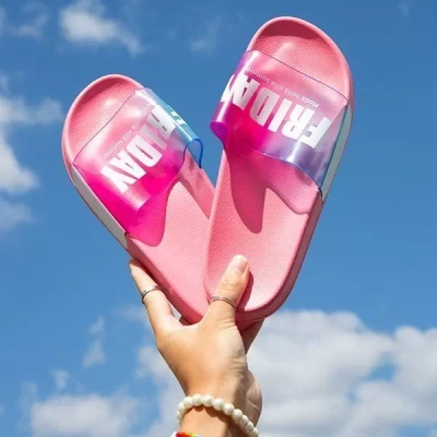 OUTLET Dark pink women's slippers Friday - Footwear