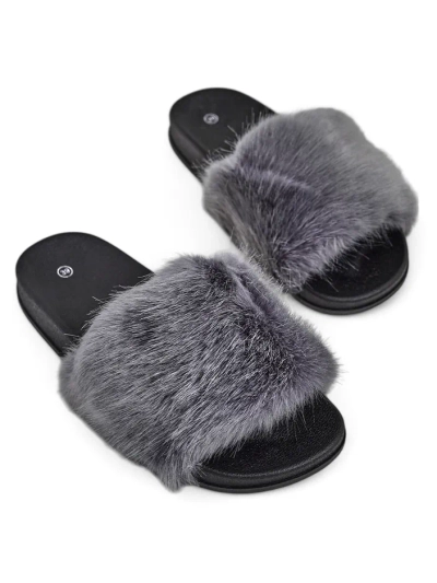 Women's maroon slippers with fur Nonna- Shoes