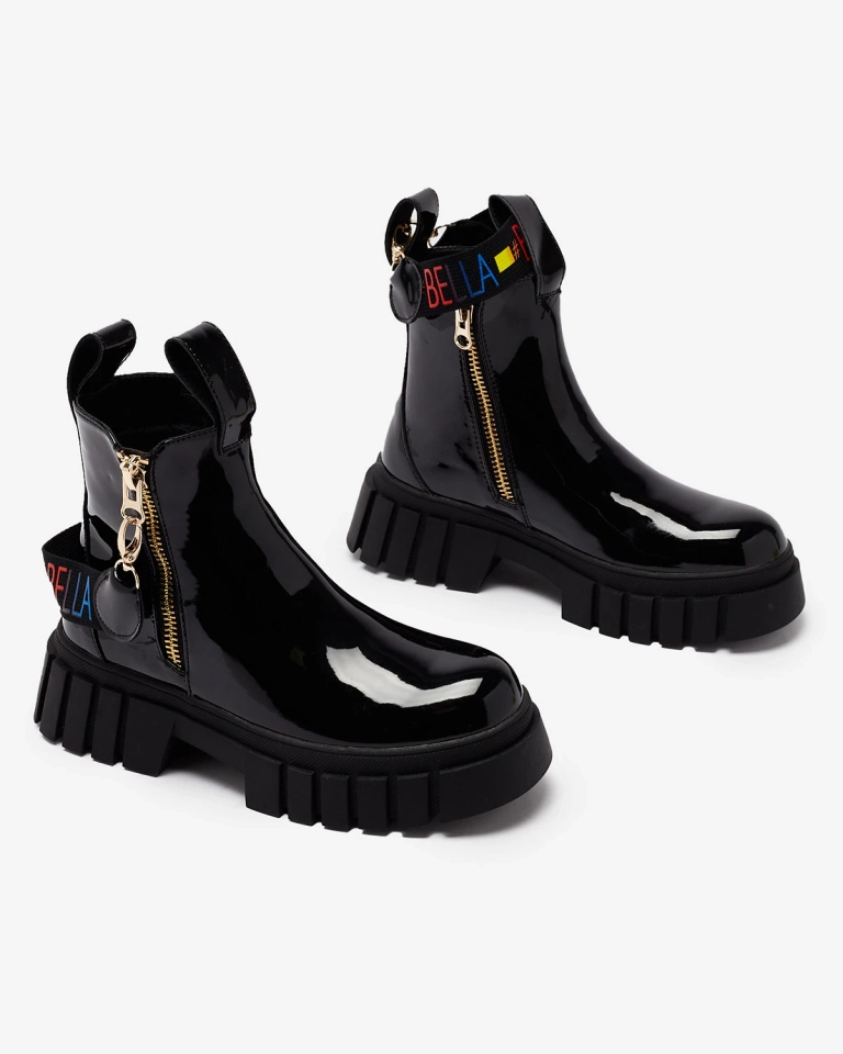 Royalfashion Black women's patent leather boots Ceriop