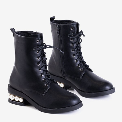 Ladies 'black flat-heel trainers with pearls Minot - Shoes