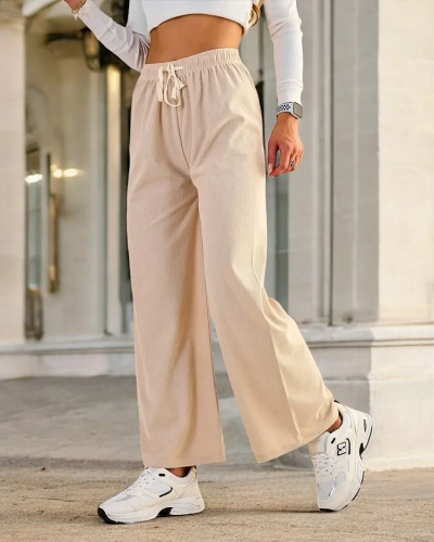 Royalfashion Women's wide ribbed pants