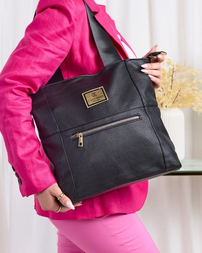 Women's black eco-leather handbag - Accessories