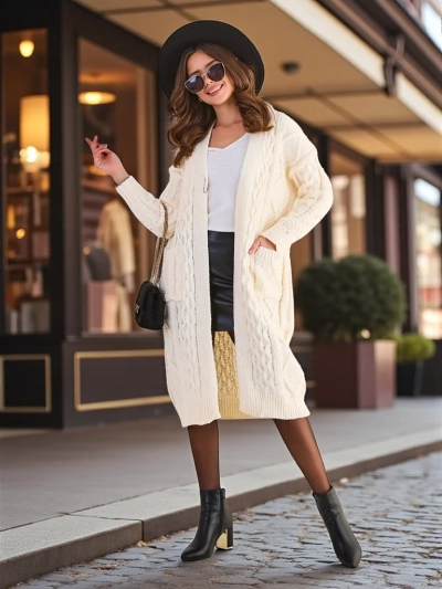 Royalfashion Knitted women's poncho style sweater