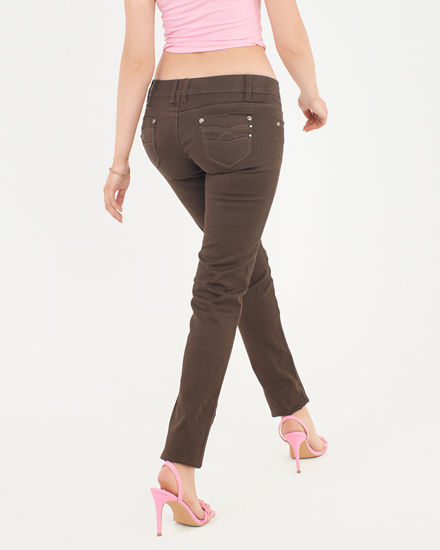 Brūnas sieviešu džinsa bikses ar zemu piegriezumu - Apģērbi