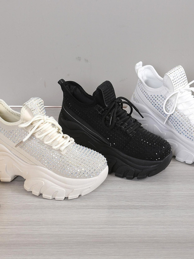 Royalfashion Women's sports sneakers with rhinestones Blysco