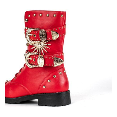 Czerwone workery ze złotymi ozdobami Albany - Obuwie