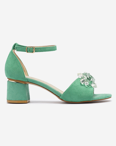 Zaļās sieviešu sandales ar dekoratīviem kristāliem Cerosso- Footwear