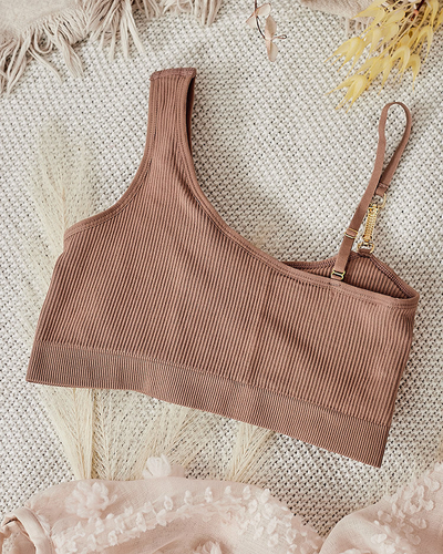 Royalfashion Women's ribbed bra with decorative strap