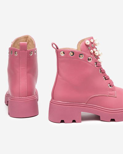 Pink women's boots with pearls Orilco - Footwear
