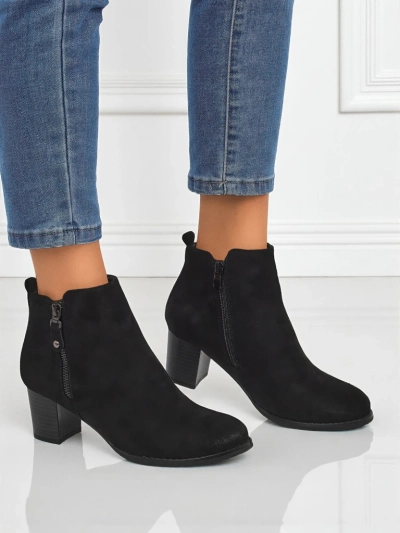 Women's eco-suede heeled ankle boots Midnight Bloom