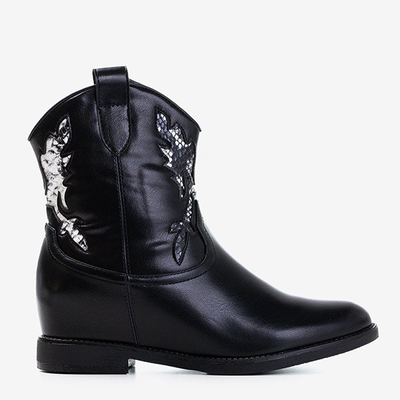 Черные женские ботильоны на скрытой танкетке Walter