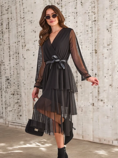 Royalfashion Women's long dress with frills