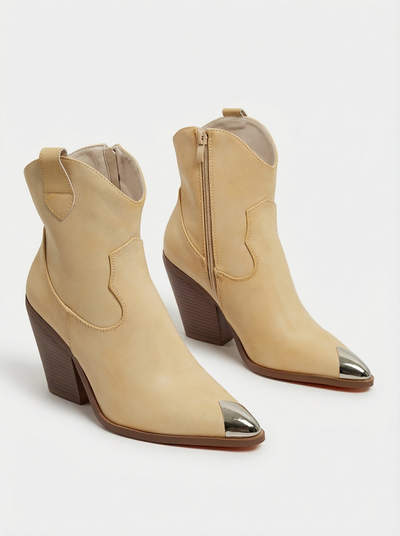 Kowbojki damskie na obcasie z ozdobnym czubkiem Fang Glacier