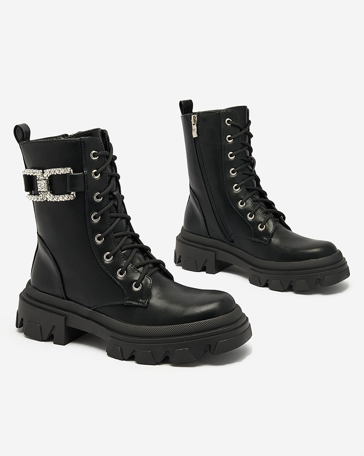 Royalfashion Women's lace-up boots in black Cefitity