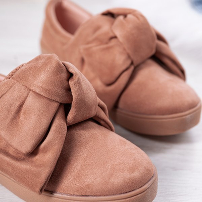 Różowe slip on z kokardą Karisa - Obuwie