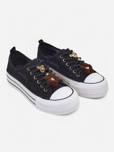Royalfashion Women's perforated sneakers with decorations Osdo