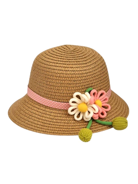 Royalfashion Children's Straw Hat with Daisy Rose Flowers