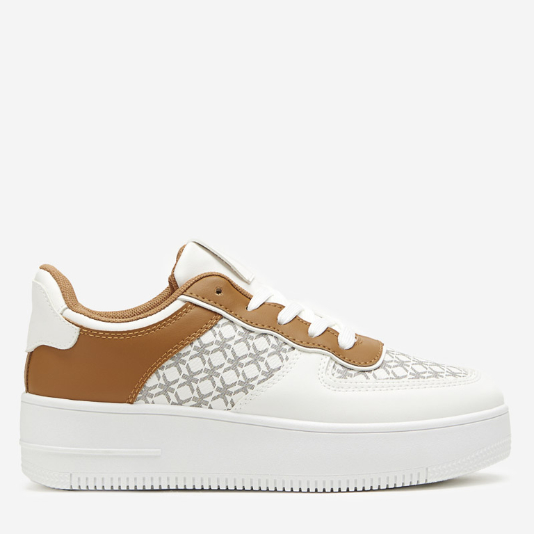 Women's white sports shoes with Glou print - Footwear