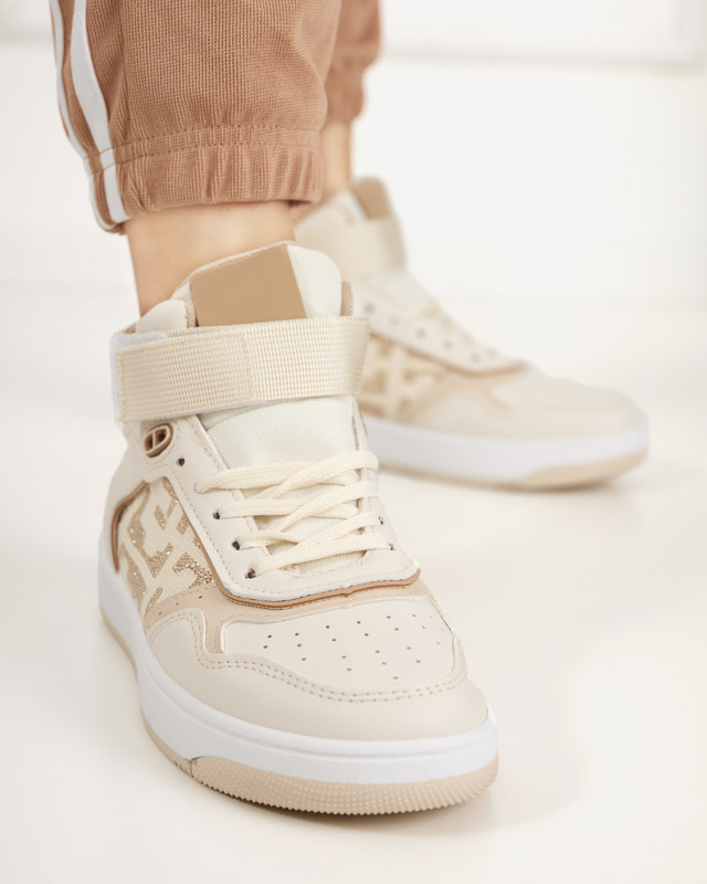 Ladies' beige high-top sports shoes Retila - Footwear