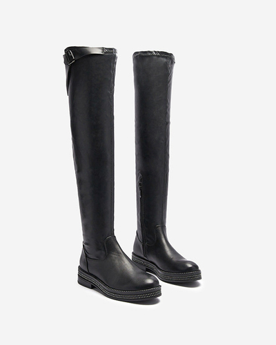 OUTLET Women's over-the-knee boots in black Faberro- Footwear