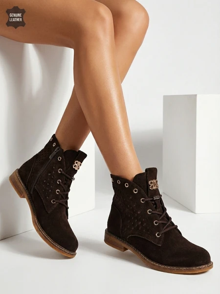 Women's Openwork Ankle Boots made of Natural Leather Aurelias