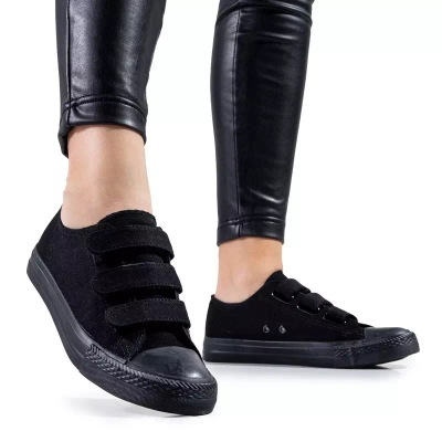 OUTLET Black women's sneakers with Velcro Lani - Footwear