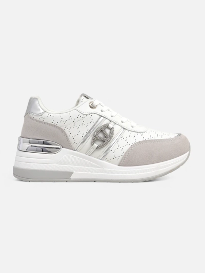 Sneakers damske Melania Bianca me coturn 6 cm pelle ecologic