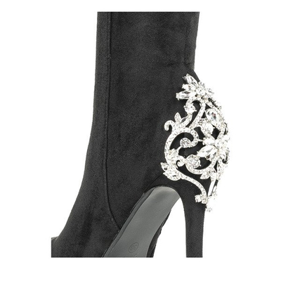 Black ankle boots with Tiffanie decoration - Footwear