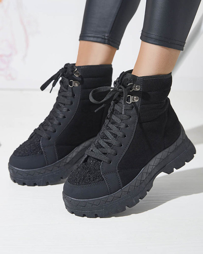 OUTLET Женские утепленные ботинки-трапперы черного цвета Wosser- Footwear