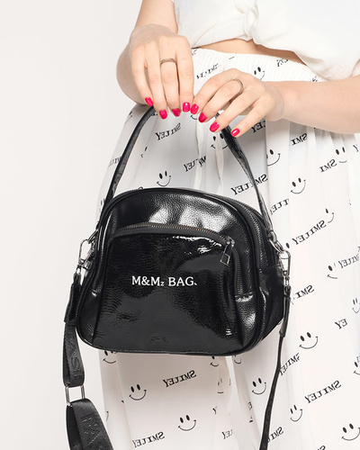 Black women's small handbag with white inscription - Accessories