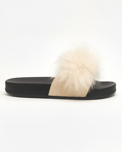 Slippers with beige fur Nate - Footwear