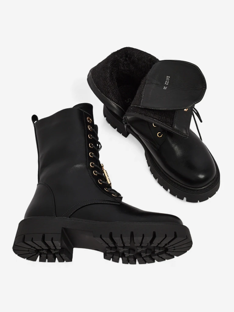 Eko skórzane sznurowane botki damskie Venit