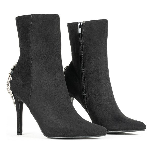 Black ankle boots with Tiffanie decoration - Footwear