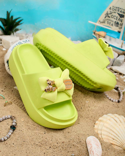 Royalfashion Women's rubber flip-flops with decorative bow Nilm