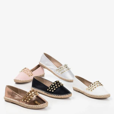 Silver women's espadrilles with Anchu studs - Footwear 1